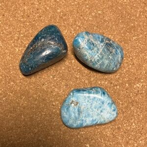 Blue Apatite Tumbled Gemstones set of 3